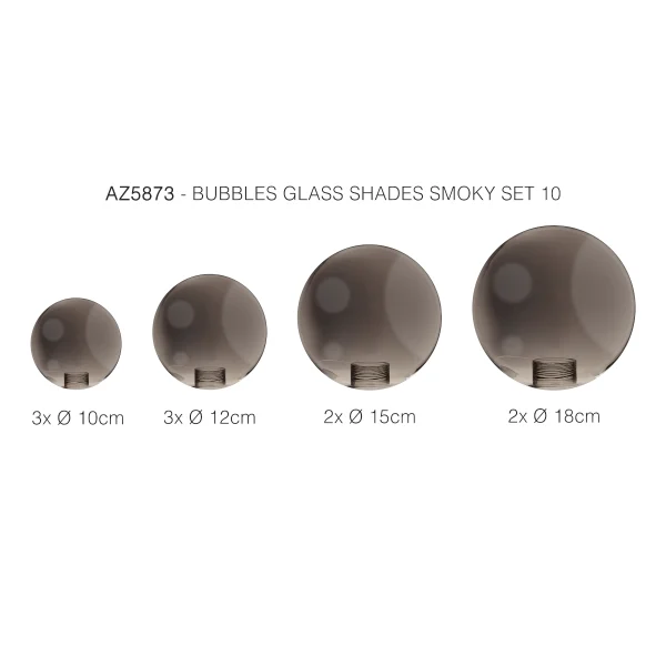 Zestaw 10 kloszy BUBBLES GLASS SHADES SET 10 SMOKY AZ5873 - AZzardo