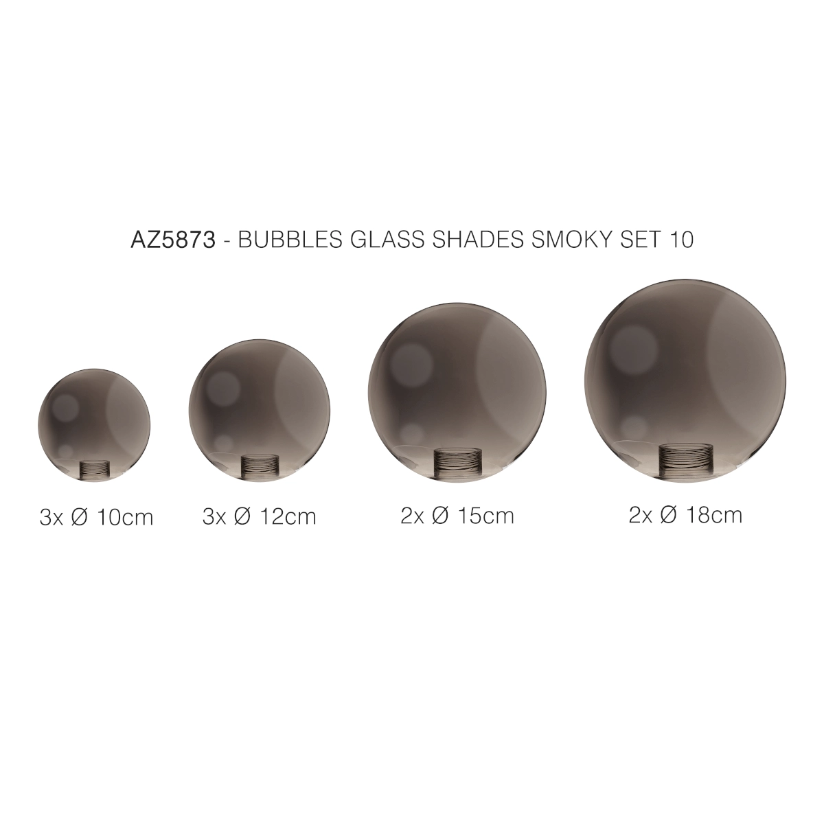 Zestaw 10 kloszy BUBBLES GLASS SHADES SET 10 SMOKY AZ5873 - AZzardo