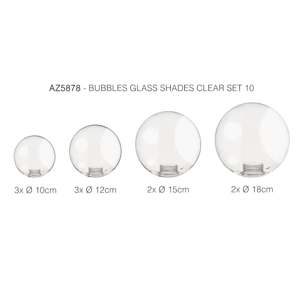 Zestaw 15 kloszy przezroczystych BUBBLES GLASS SHADES SET 15 CLEAR AZ5878 - AZzardo