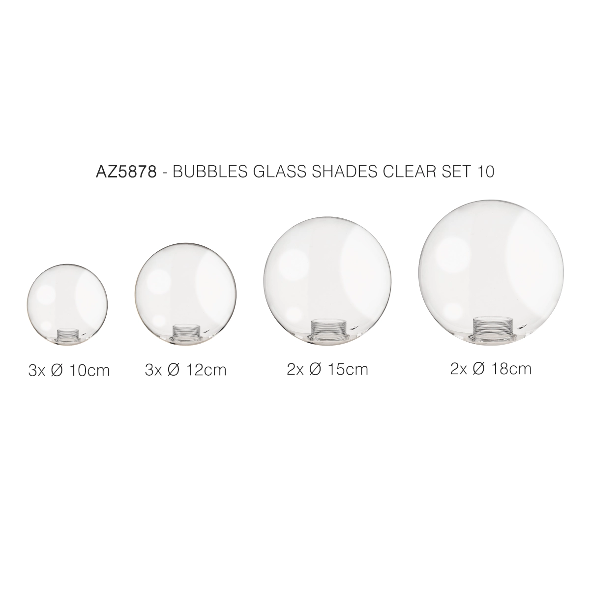 Zestaw 15 kloszy przezroczystych BUBBLES GLASS SHADES SET 15 CLEAR AZ5878 - AZzardo