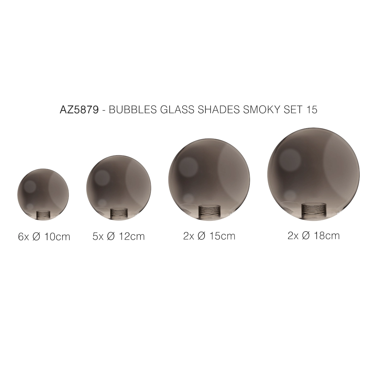 Zestaw 15 kloszy BUBBLES GLASS SHADES SET 15 SMOKY AZ5879 - AZzardo