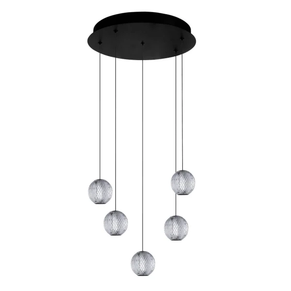 Lampa wisząca szklane klosze LED 3000K EDEM 5 czarna AZ6017 - AZzardo