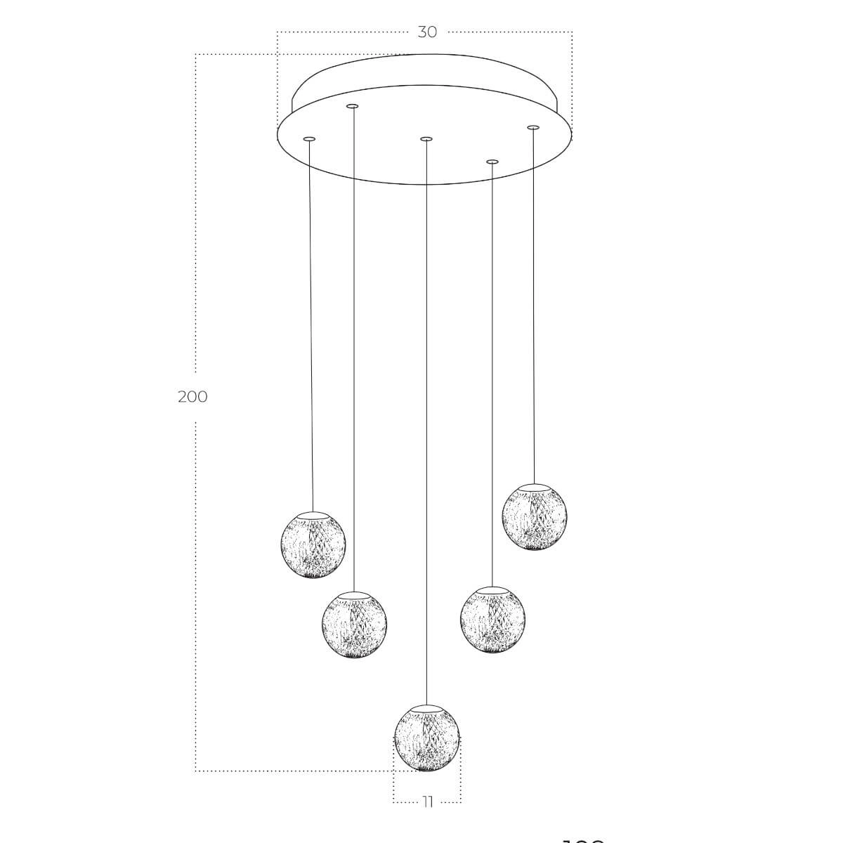 Lampa wisząca szklane klosze LED 3000K EDEM 5 złota AZ6018 - AZzardo - obrazek 3