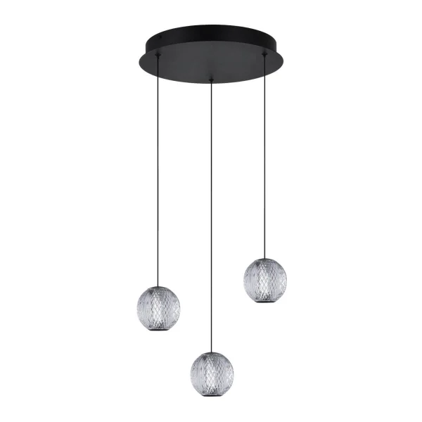 Lampa wisząca szklane klosze LED 3000K EDEM 3 czarna AZ6019 - AZzardo