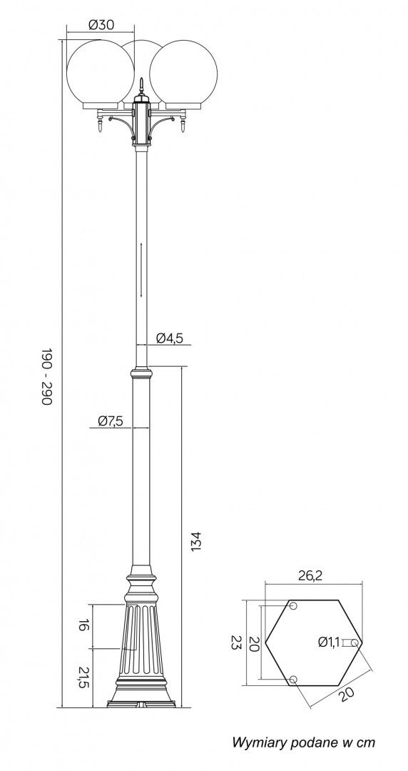 Latarnia ogrodowa KULE CLASSIC - OGMWN 3 300 - SU-MA - obrazek 8