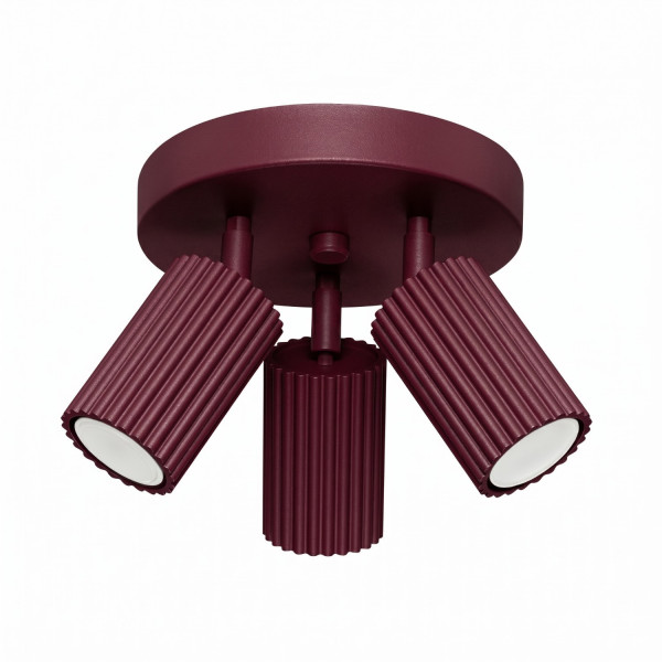 Plafon aluminiowy kwadratowy burgundowy 3-punktowy z serii KARBON SL.1928 - Sollux Lighting