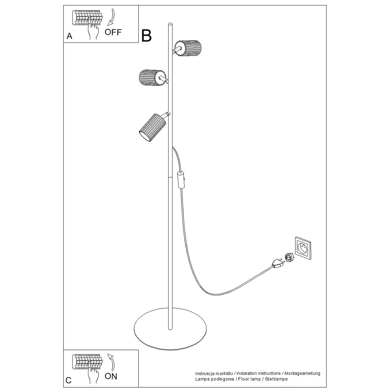 Lampa podłogowa aluminiowa czarna 3-punktowa KARBON 3 z serii KARBON SL.2016 - Sollux Lighting - obrazek 10