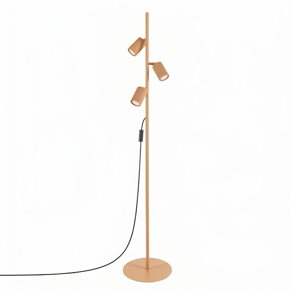 Lampa podłogowa aluminiowa złota 3-punktowa KARBON 3 z serii KARBON SL.2022 - Sollux Lighting