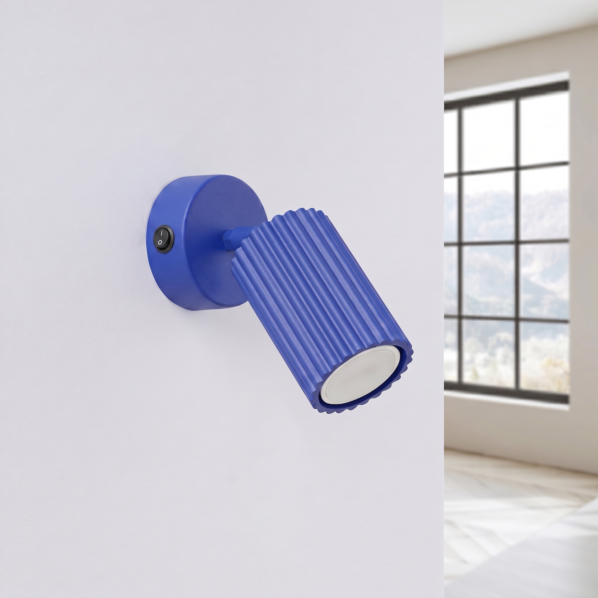Kinkiet aluminiowy ultramaryna z włącznikiem KARBON SL.2319 - Sollux Lighting - obrazek 2