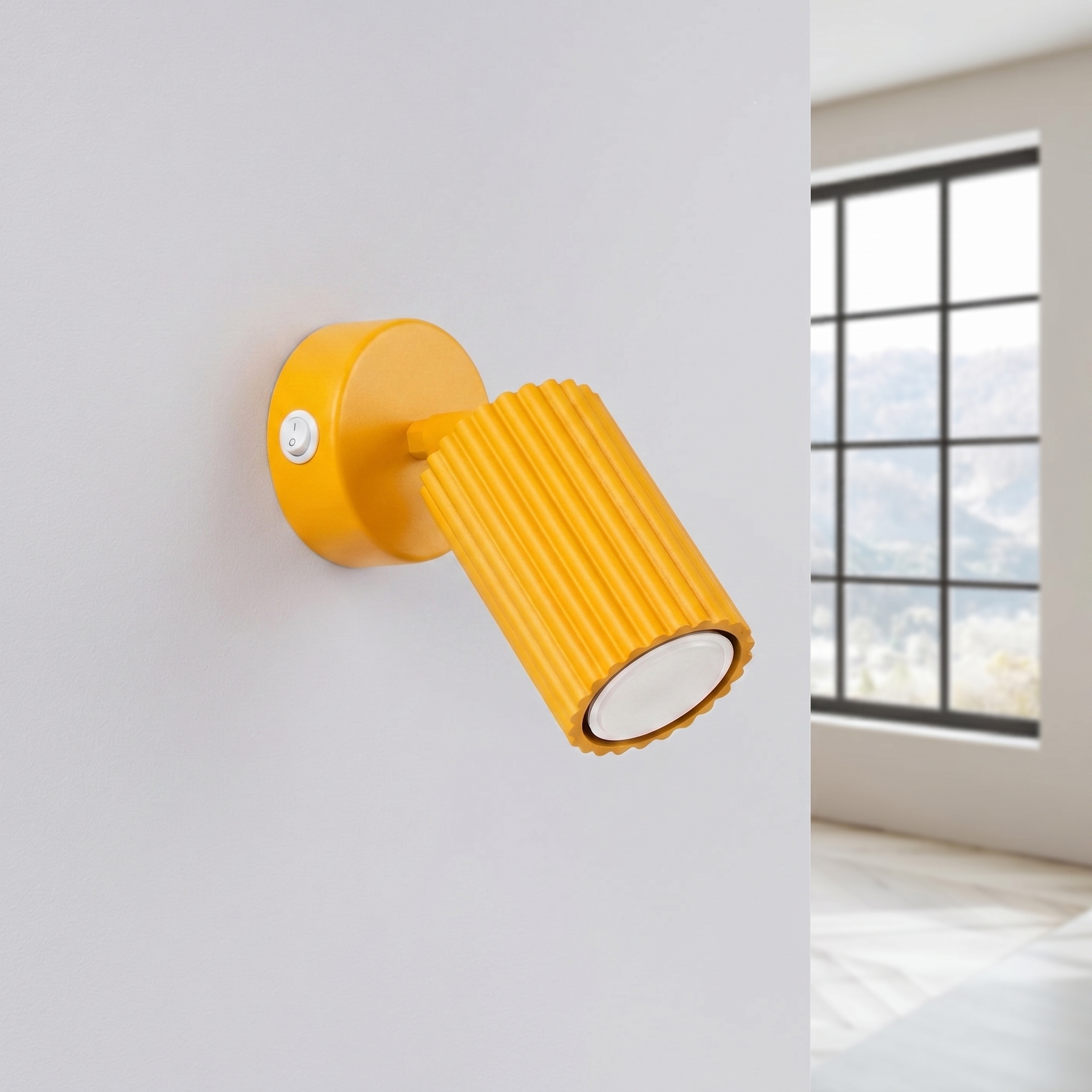 Kinkiet aluminiowy żółty z włącznikiem i regulacją kąta KARBON SL.2356 - Sollux Lighting - obrazek 2