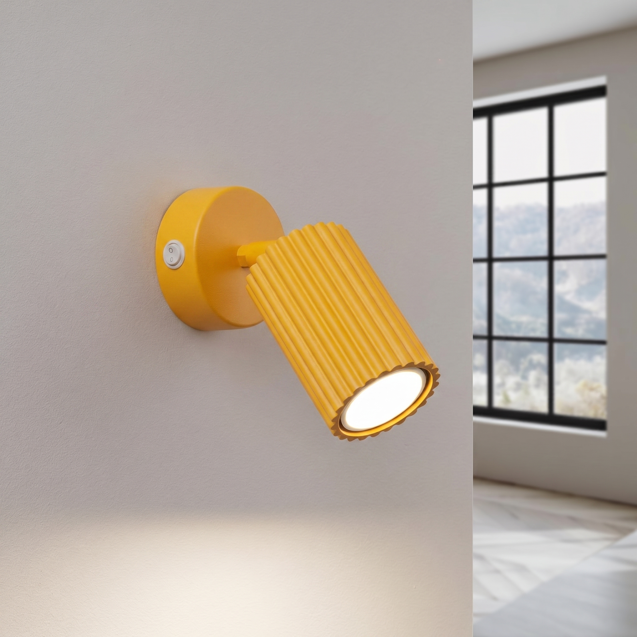 Kinkiet aluminiowy żółty z włącznikiem i regulacją kąta KARBON SL.2356 - Sollux Lighting - obrazek 3