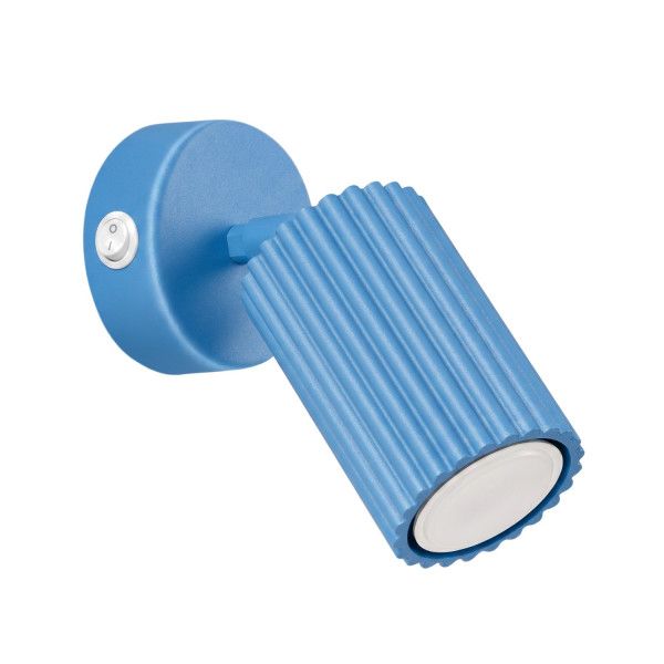 Kinkiet aluminiowy błękitny kwadratowy z włącznikiem KARBON SL.2377 - Sollux Lighting