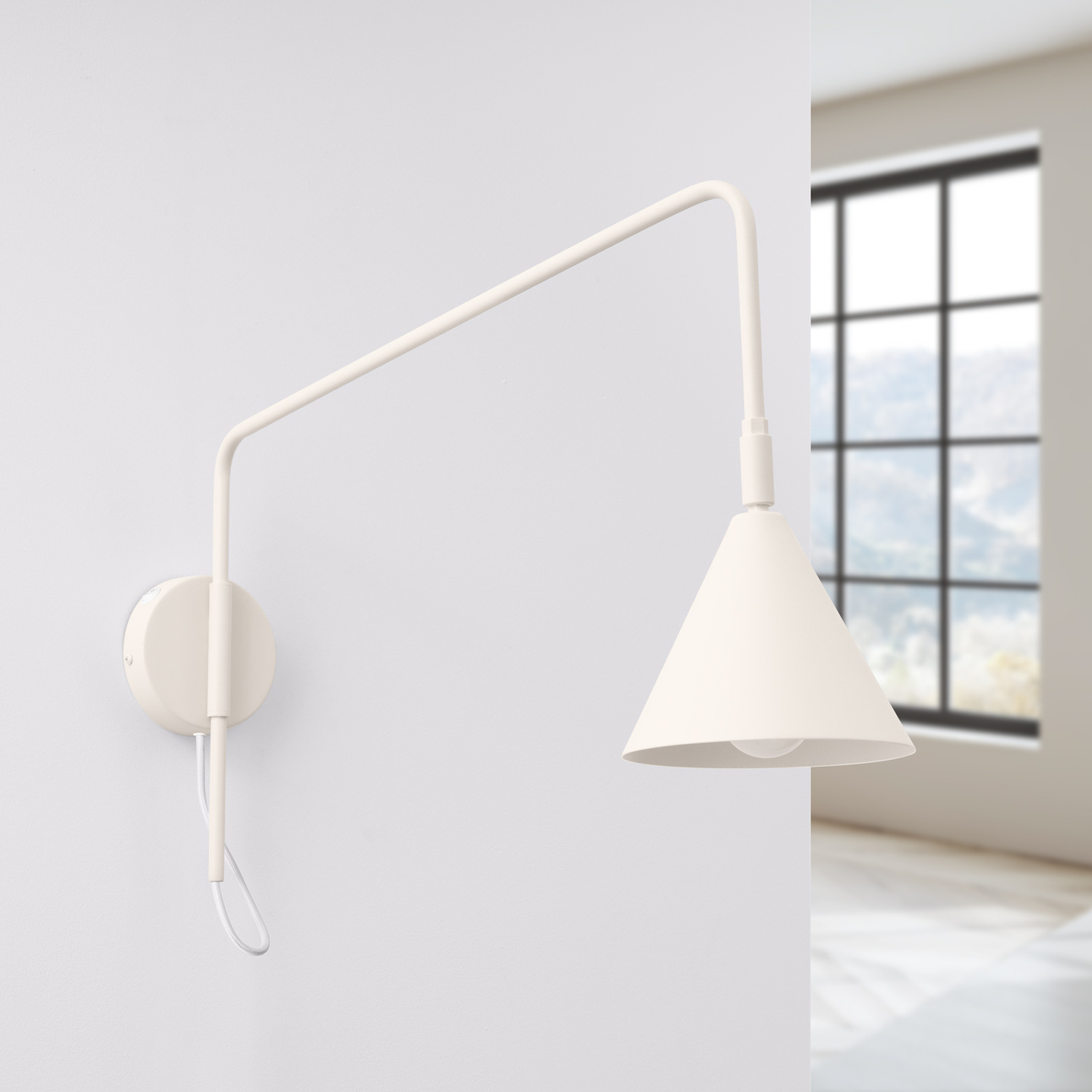 Kinkiet stalowy beżowy z włącznikiem NOX 1 SL.2494 - Sollux Lighting - obrazek 2