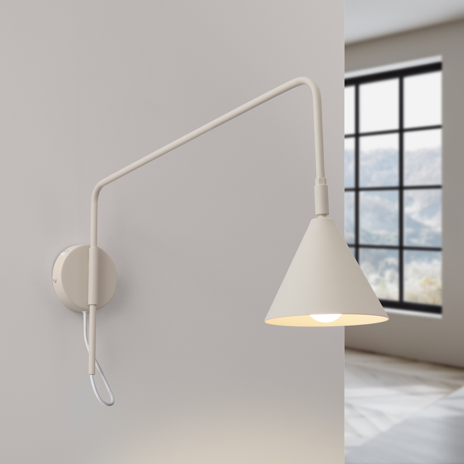 Kinkiet stalowy beżowy z włącznikiem NOX 1 SL.2494 - Sollux Lighting - obrazek 3