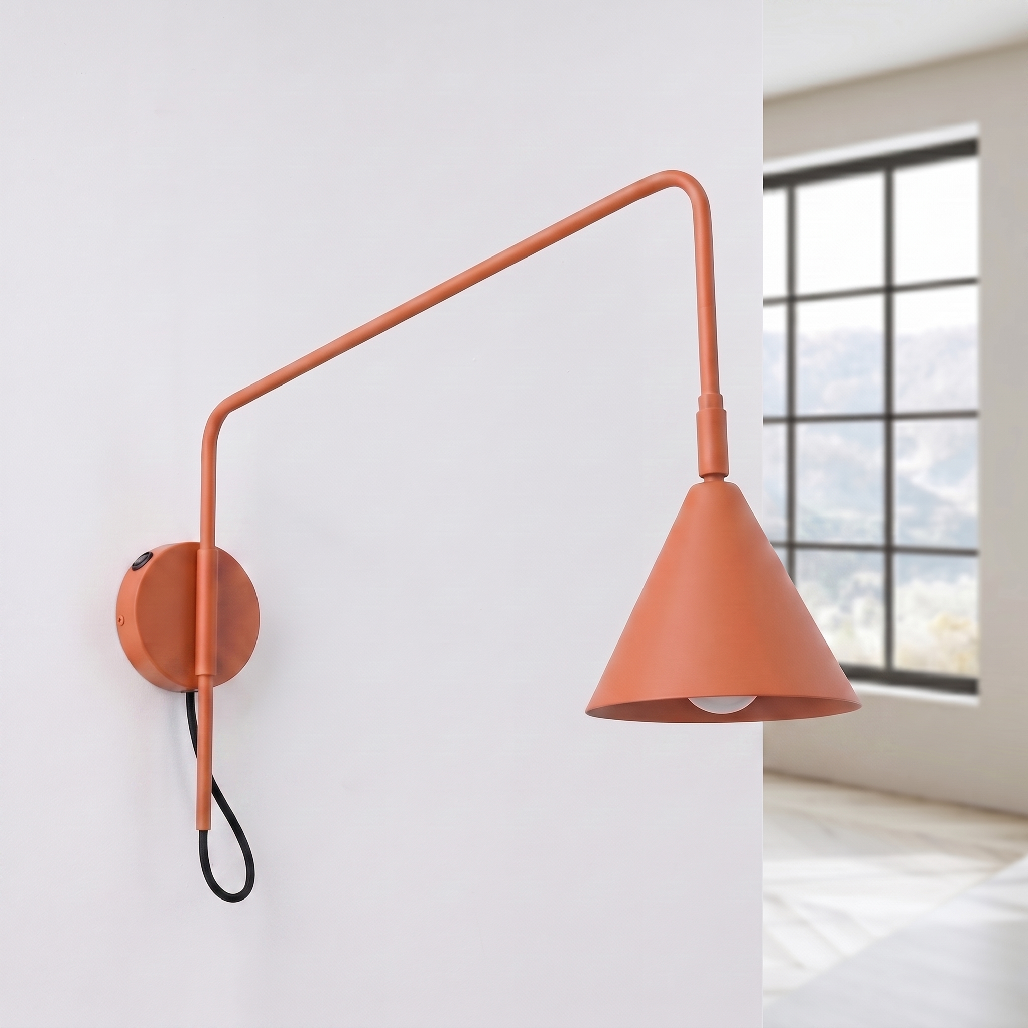 Kinkiet stalowy ochra czerwona z włącznikiem NOX 1 SL.2496 - Sollux Lighting - obrazek 2
