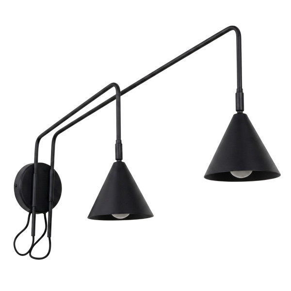 Kinkiet stalowy czarny z włącznikiem NOX 2 z serii NOX SL.2507 - Sollux Lighting
