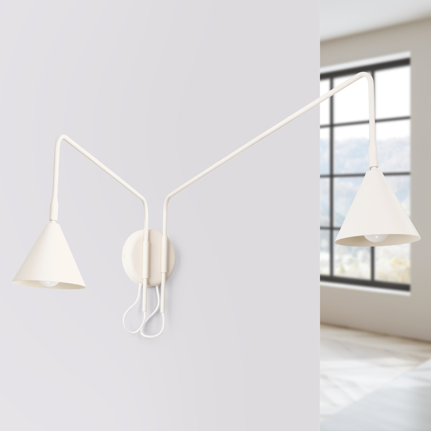 Kinkiet stalowy beżowy poziomy 61cm NOX 2 SL.2509 - Sollux Lighting - obrazek 2