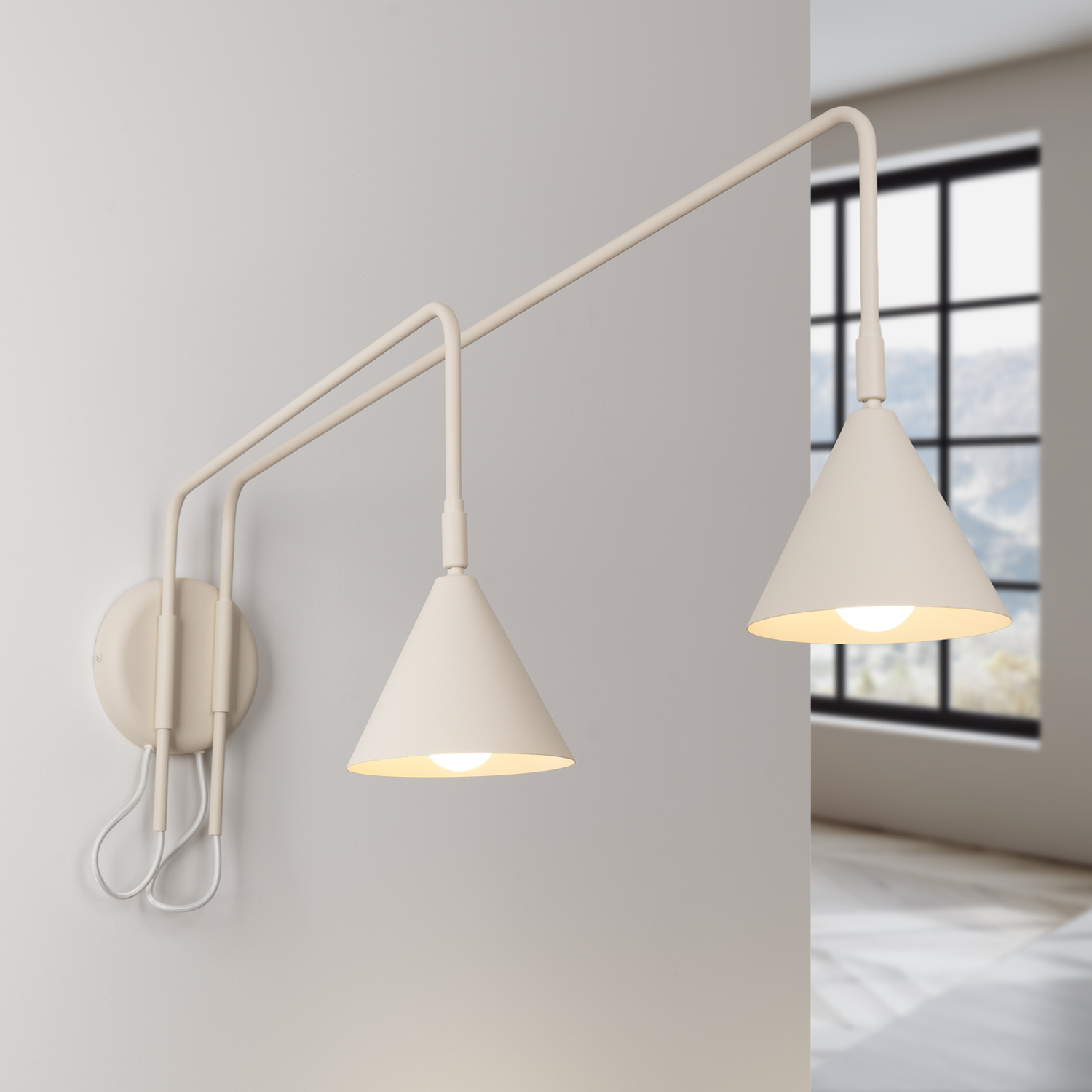 Kinkiet stalowy beżowy poziomy 61cm NOX 2 SL.2509 - Sollux Lighting - obrazek 3