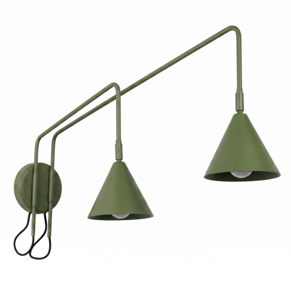 Kinkiet stalowy zielony oliwkowy 2-punktowy z włącznikiem NOX 2 SL.2510 - Sollux Lighting