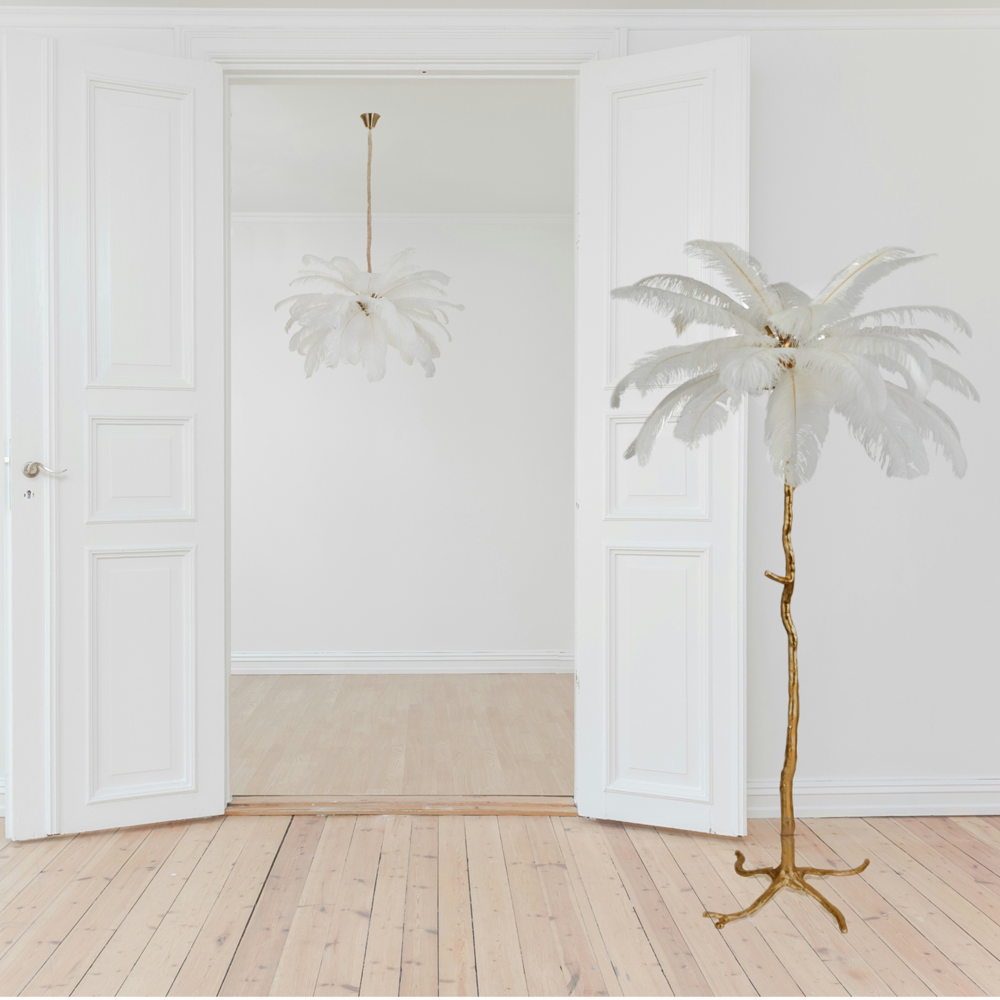 Lampa podłogowa EMU pióra białe 170 cm ST-DN127-F white - Step Into Design - obrazek 8
