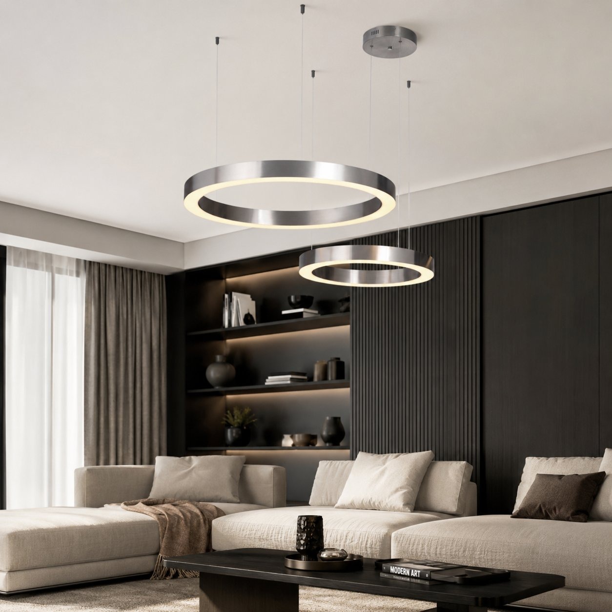 Lampa wisząca na pilota RING CIRCLE 40+60 ST-8848-40+60 nickel - Step Into Design - obrazek 2