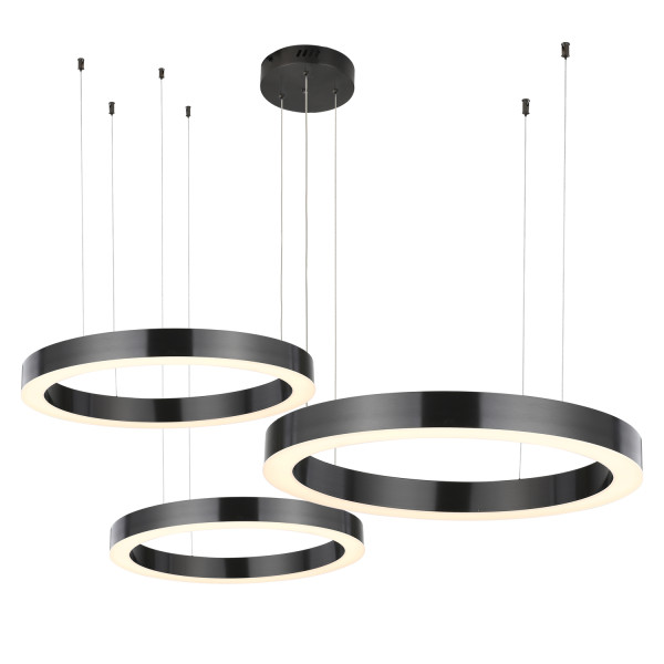 Lampa wisząca na pilota CIRCLE 40+60+80 LED tytanowa na 1 podsufitce - ST-8848-40+60+80 black - Step Into Design
