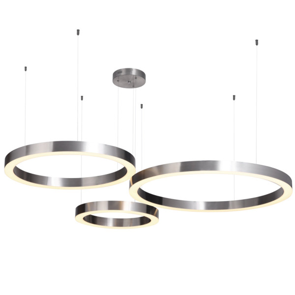 Lampa nad stół designerska wisząca na pilota CIRCLE LED NIKIEL ST-8848-40+60+80 nickel - Step Into Design
