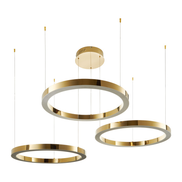 Lampa wisząca  na pilota CIRCLE 40+60+80 LED złoty połysk na 1 podsufitce DN924-40+60+80 gold - Step into Design