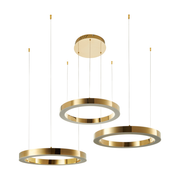 Lampa wisząca  na pilota CIRCLE 60+60+60 LED złoty połysk na 1 podsufitce - DN924-60+60+60 gold - Step Into Design