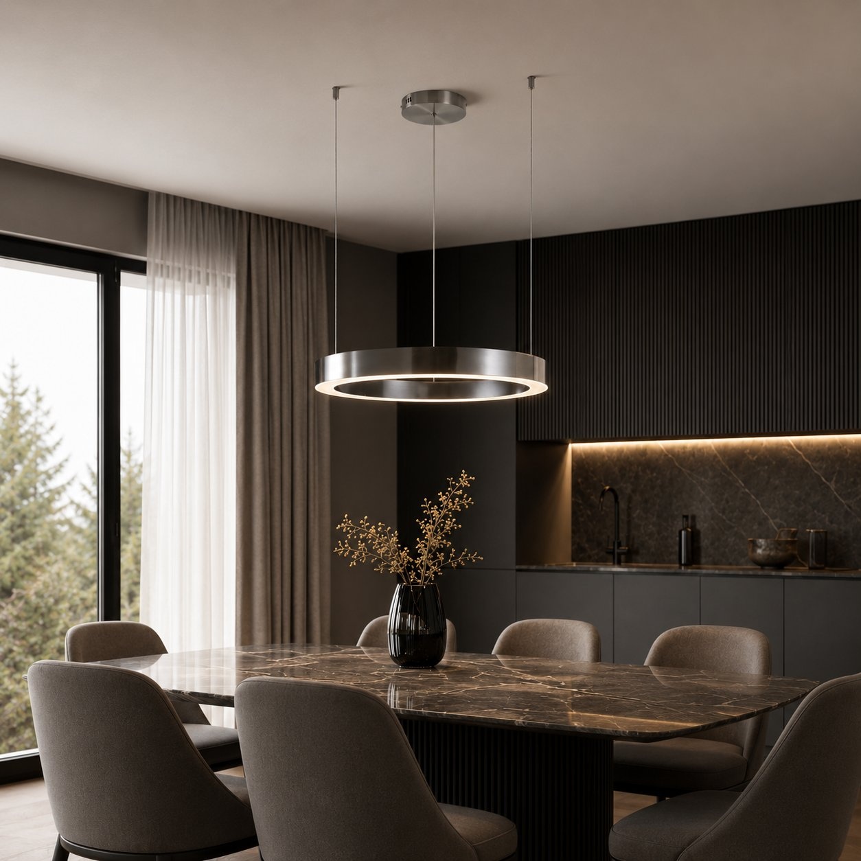 Lampa wisząca na pilota RING CIRCLE 60 czarna ST-8848-60 - Step Into Design - obrazek 2
