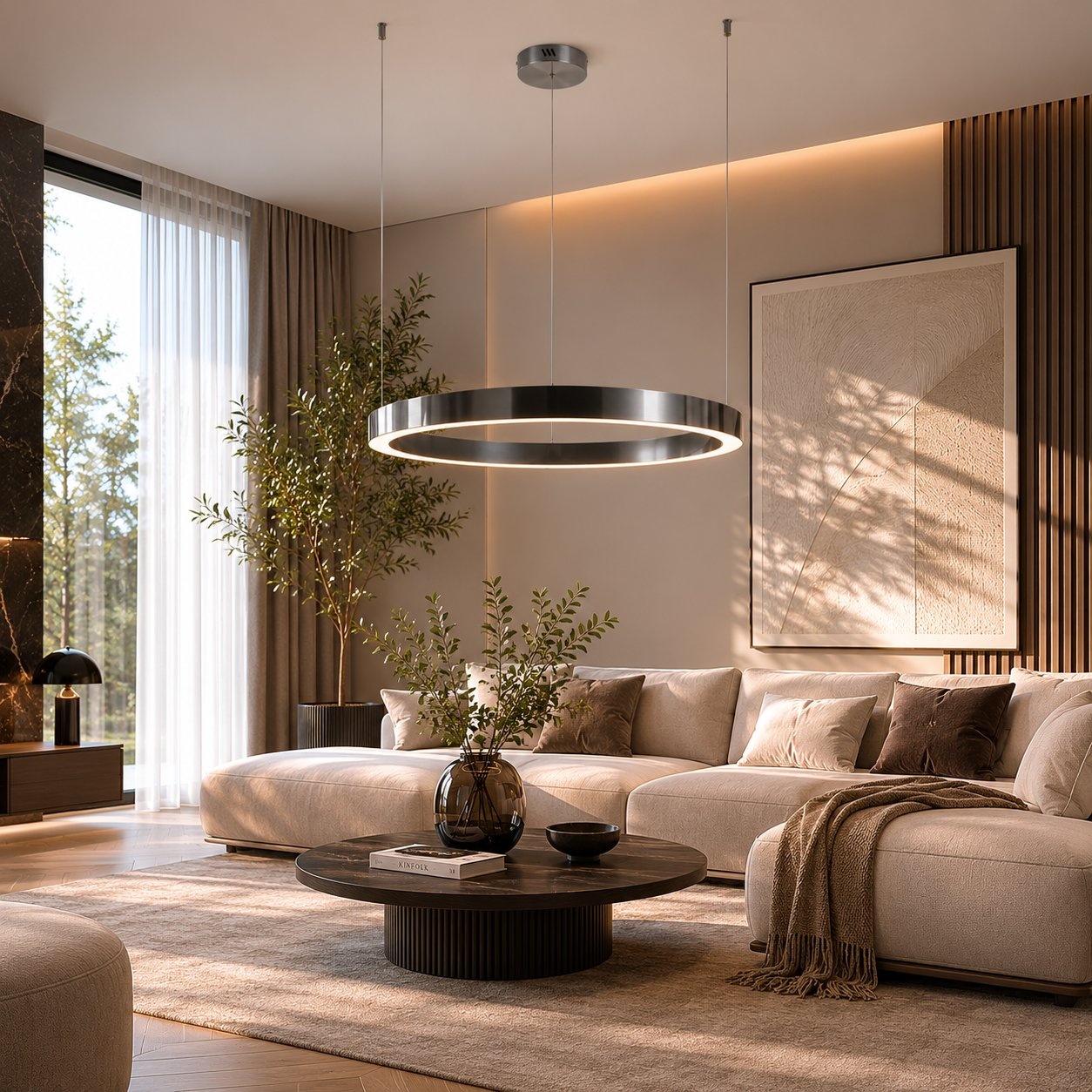 Lampa wisząca na pilota RING CIRCLE 80 czarna ST-8848-80 - Step Into Design - obrazek 2