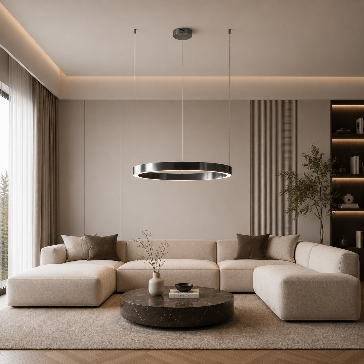 Lampa wisząca na pilota RING CIRCLE 80 czarna ST-8848-80 - Step Into Design - obrazek 3