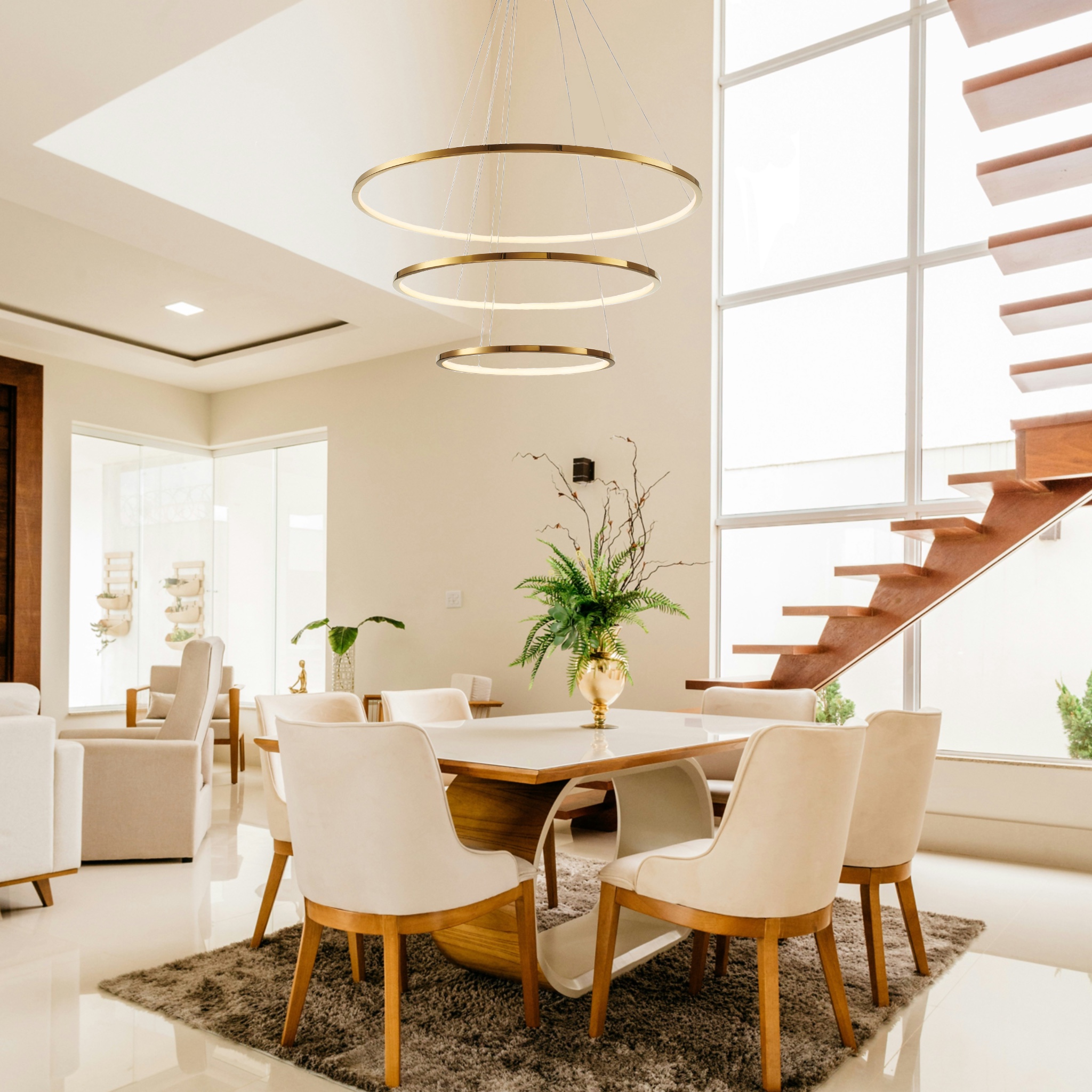 Lampa wisząca na pilota CIRCLE SLIM 40+60+80 LED złoty ST-10112P-3 - Step Into Design - obrazek 2