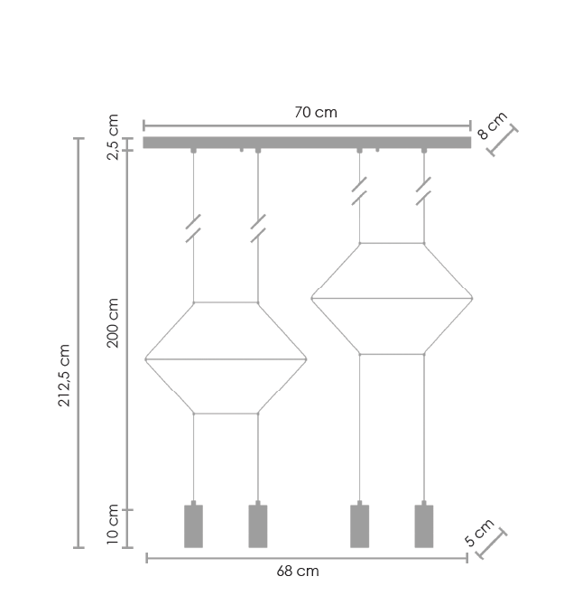 Lampa stylowa wisząca LINEA-4 LONG czarna XT068-4P - Step Into Design - obrazek 10