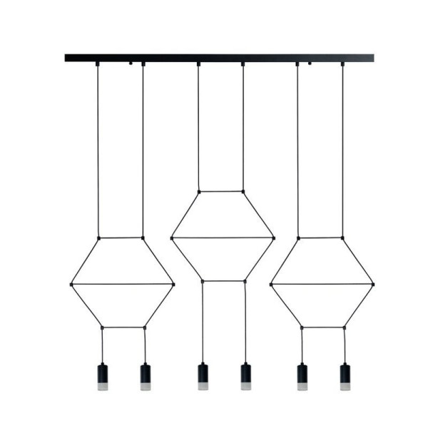 Lampa loft wisząca LINEA-6 LONG czarna XT100-6P - Step Into Design