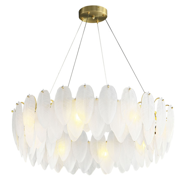 Lampa wisząca PIUMA mosiądz biała 80 cm  ST-6289-8 - Step Into Desgin