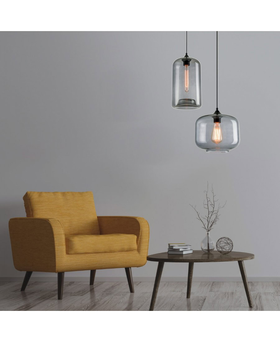 14101 PENDANT LAMP 1XE27 GLASS SMOKED GREY Zambelis Lights