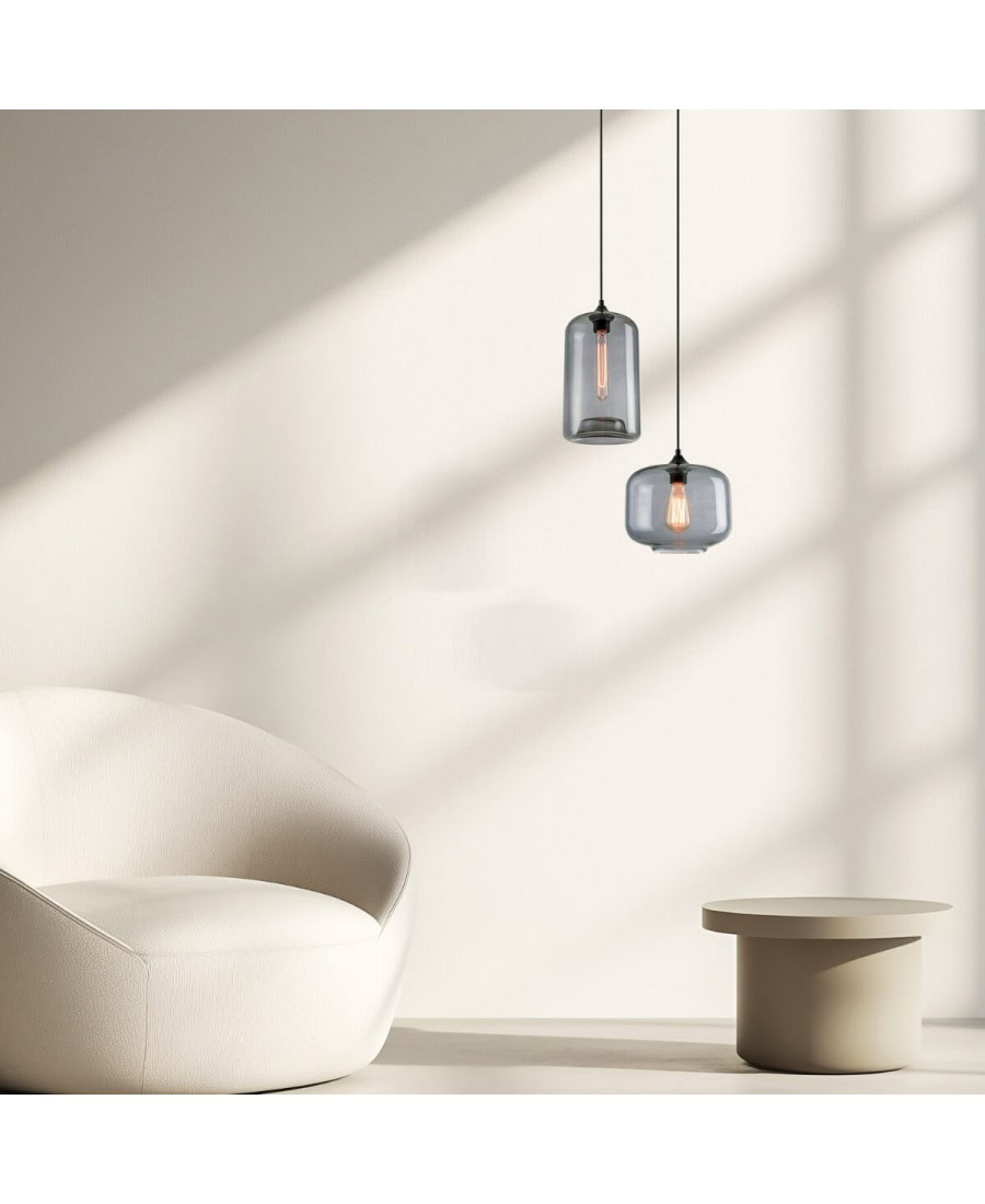 14102 PENDANT LAMP 1XE27 GLASS SMOKED GREY Zambelis Lights