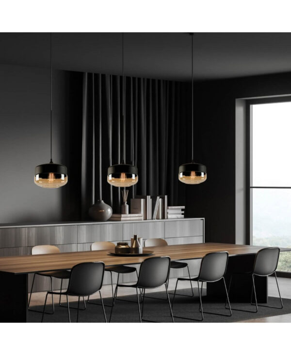 1516 PENDANT LAMP 1XE27 BLACK-CHAMPAGNE GLASS Zambelis Lights