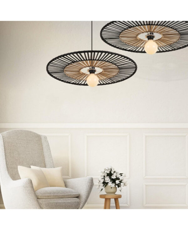 19105 PENDANT LIGHT BAMBOO METAL 1XE27 BLACK Zambelis Lights