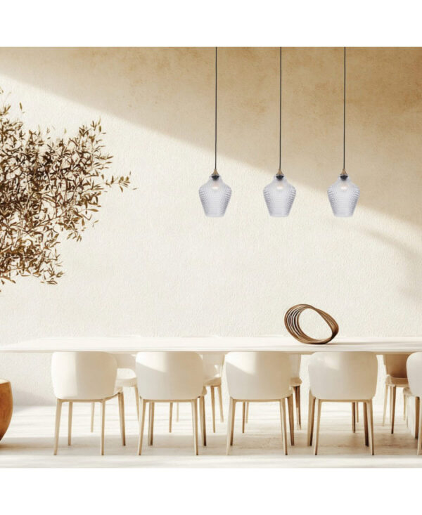 19242 PENDANT LIGHT 3XE27 MAX 40W BLACK BASE - CLEAR GLASS Zambelis Lights