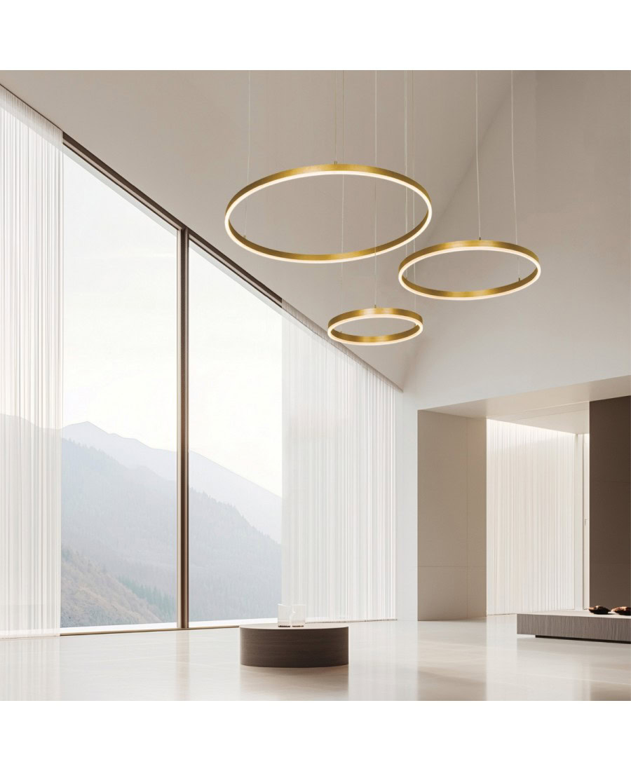 1956-D PENDANT LIGHT 126W 3000K BRUSHED GOLD DIMMABLE FOR INTERIOR USE Zambelis Lights