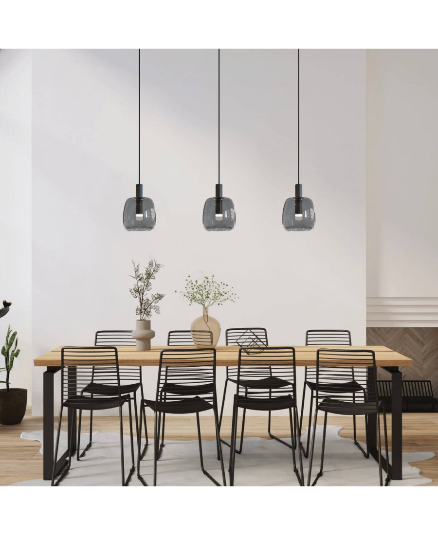 1967 PENDANT LIGHT GLASS 7W SMOKE GRAY Zambelis Lights