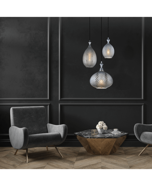 1987 PENDANT LIGHT 1XE27 GLASS SMOKE GRAY Zambelis Lights