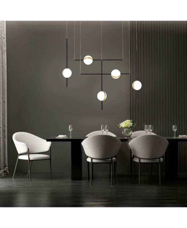2001 PENDANT LIGHT 37W ALUMINIUM-METAL-ACRYLIC BLACK&GOLD Zambelis Lights