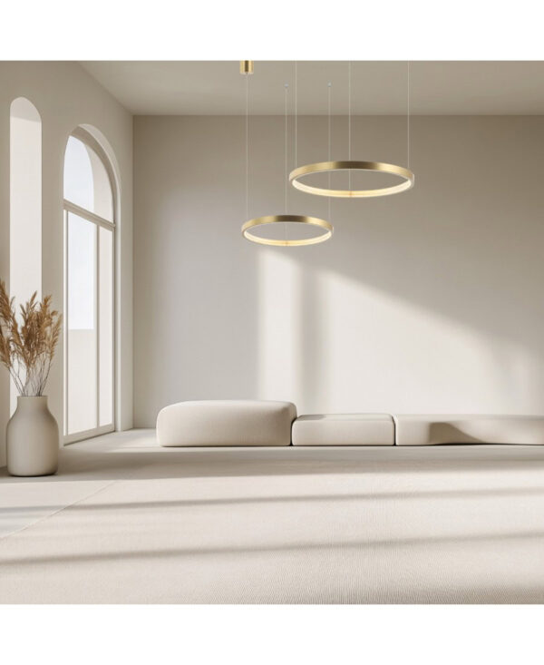 2006 PENDANT LIGHT 34W 3000K ALUMINIUM-ACRYLIC BRUSHED GOLD MATT FOR INDOOR SPACES Zambelis Lights