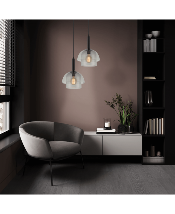 20126 GLASS PENDANT LIGHT E 27 MAX 40W GLASS SMOKY GREY Zambelis Lights