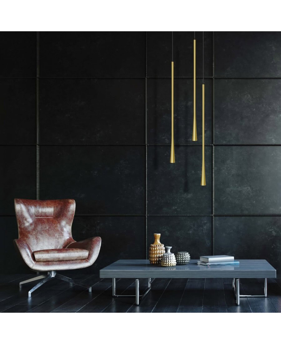 20143 LED PENDANT LIGHT 6W 3000K ALUMINIUM BLACK CANOPY - BRASS LAMP Zambelis Lights