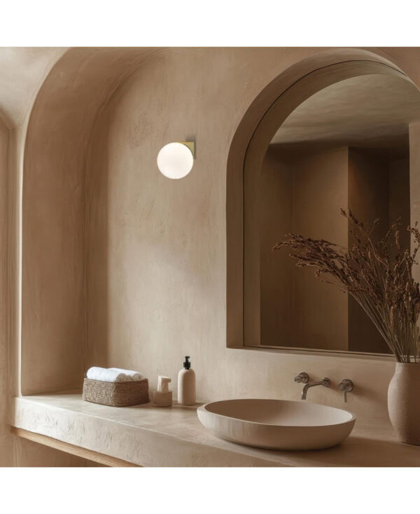 20149 LED WALL LAMP 1XG9 7W BRUSHED BRASS FINISH IP44 Zambelis Lights