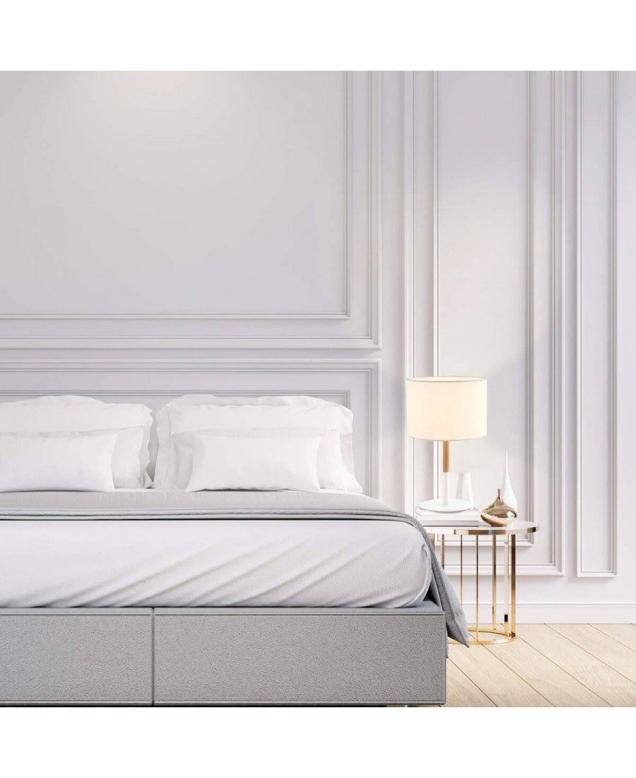 20215 TABLE LAMP E14 MAX 40W METAL & WOOD & FABRIC MATERIAL WHITE SWITCH FOR INTERIOR SPACES Zambelis Lights